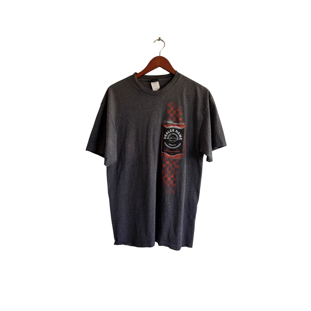 Harley-Davidson Tampa FL Beer Can Graphic T-Shirt Charcoal‎ Heather Mens Large